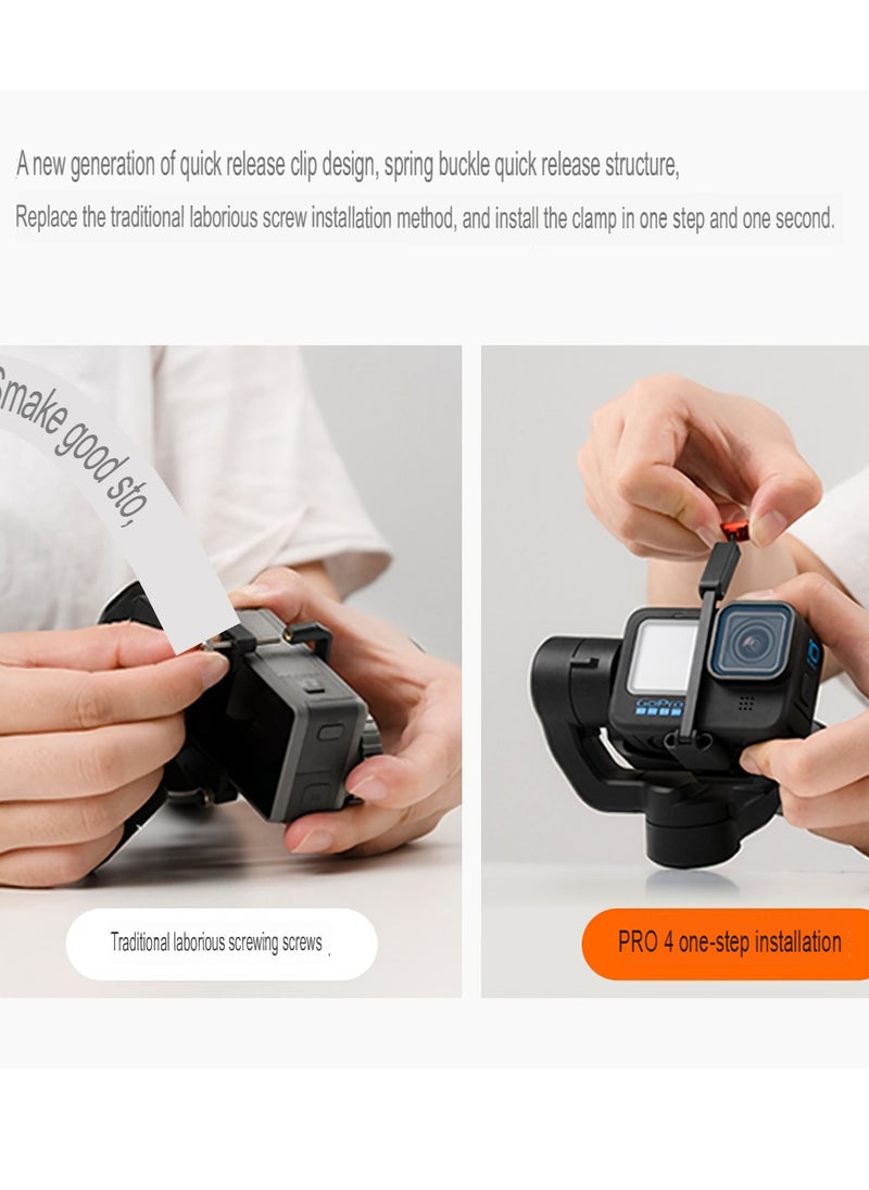 Gimbal Stabilizer, Anti Shake Wireless Control Three Axis Camera Stabilizer, Portable And Foldable PX4 Splash Proof Camera Gimbal For Sports Cameras Action Cameras, (Set 2)