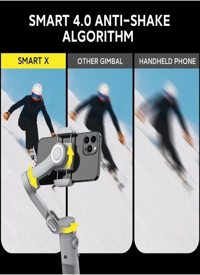 Handheld Gimbal Stabilizer, 3 Axis Foldable Smart Phone Gimbal, Lightweight And Easy To Carry Phone Stabilizer With Fill Light For Smart Phones And Action Cameras, (1pc)