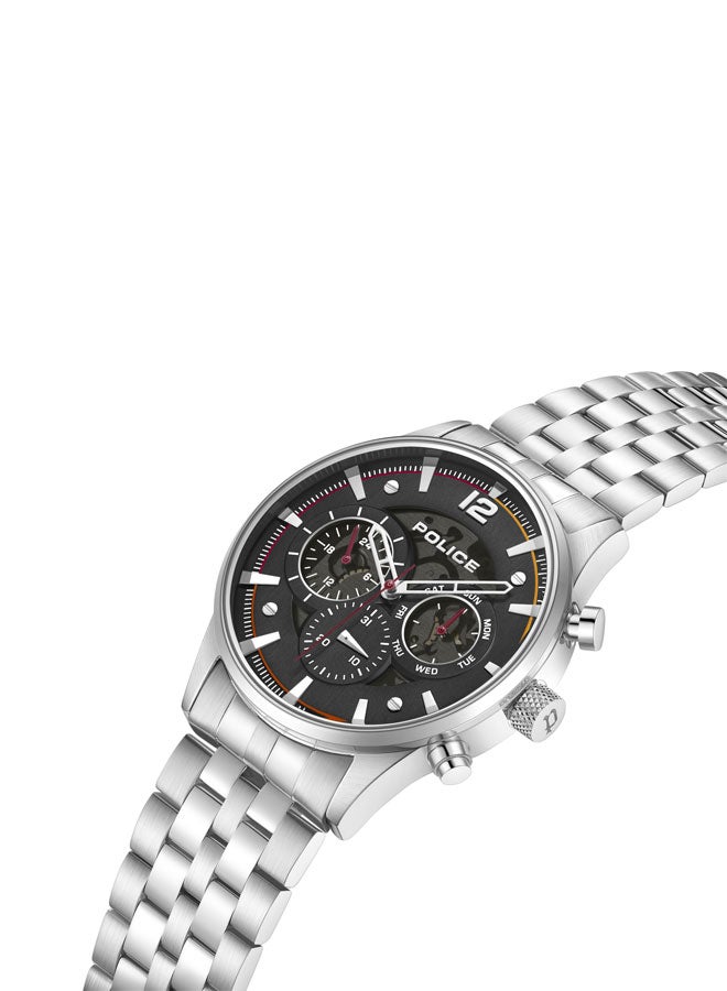 Men's Driver II Men's 45mm Multifunction Watch with Semi-Transparent Black Dial & 316L Stainless Steel Bracelet