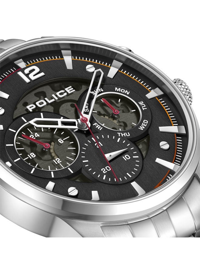 Men's Driver II Men's 45mm Multifunction Watch with Semi-Transparent Black Dial & 316L Stainless Steel Bracelet
