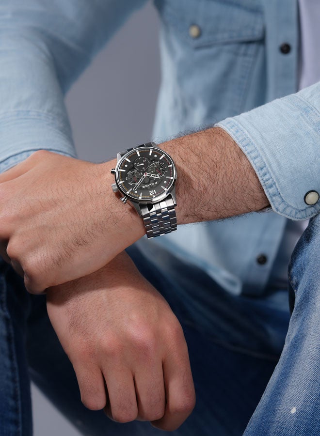 Men's Driver II Men's 45mm Multifunction Watch with Semi-Transparent Black Dial & 316L Stainless Steel Bracelet