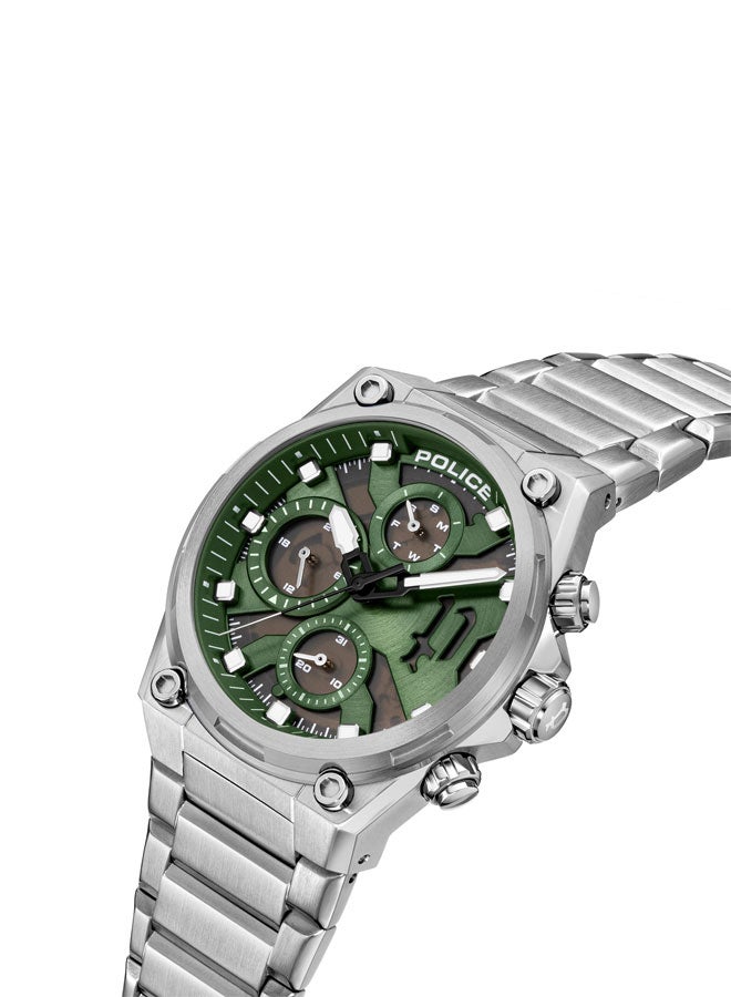 Men's Airflow Men's 43mm Multifunction Watch with Hydraulic Green Plate, Black Dial & 316L Stainless Steel Bracelet