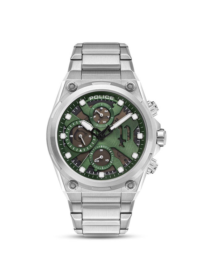 Men's Airflow Men's 43mm Multifunction Watch with Hydraulic Green Plate, Black Dial & 316L Stainless Steel Bracelet
