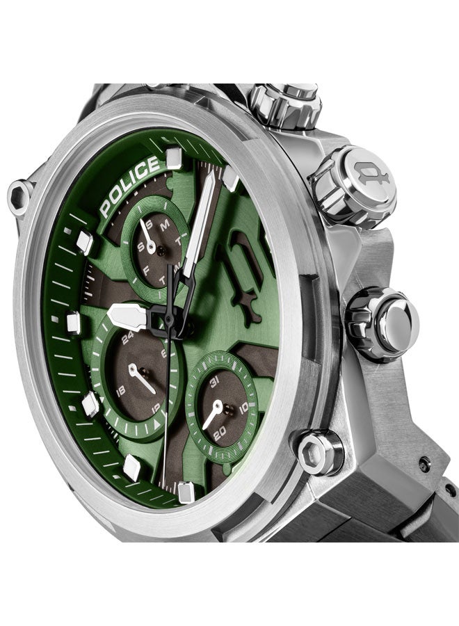 Men's Airflow Men's 43mm Multifunction Watch with Hydraulic Green Plate, Black Dial & 316L Stainless Steel Bracelet