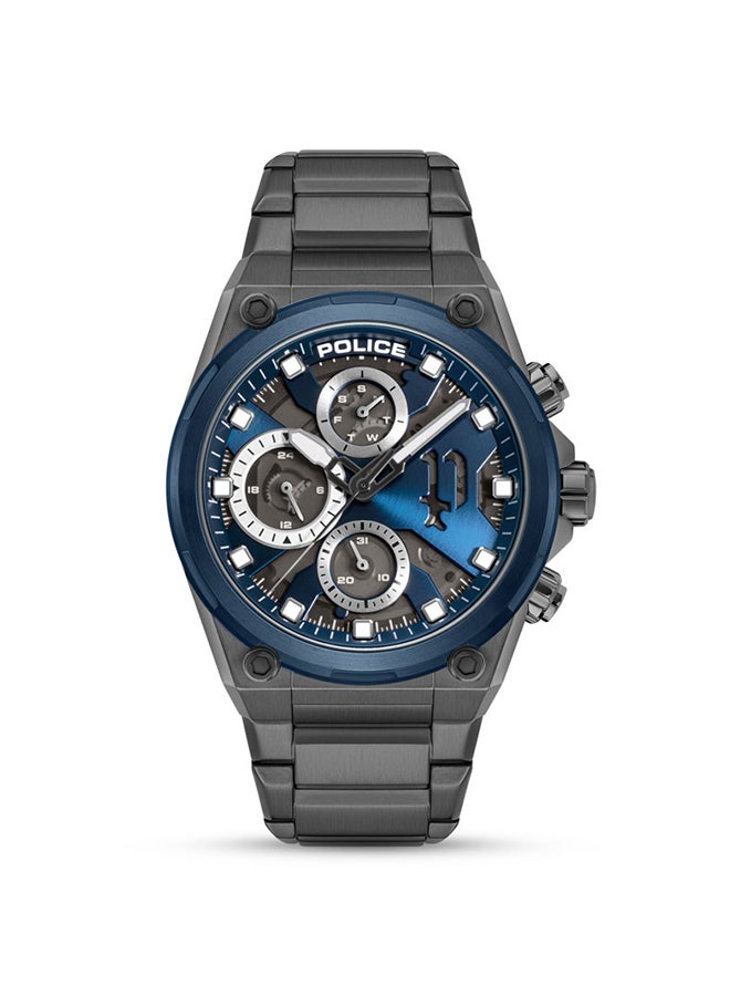 Men's Airflow Men's 44mm Multifunction Watch with Hydraulic Blue Plate, Black Dial & 316L Stainless Steel Bracelet