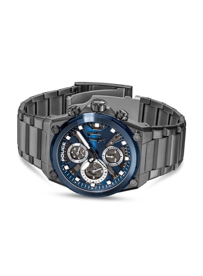 Men's Airflow Men's 44mm Multifunction Watch with Hydraulic Blue Plate, Black Dial & 316L Stainless Steel Bracelet