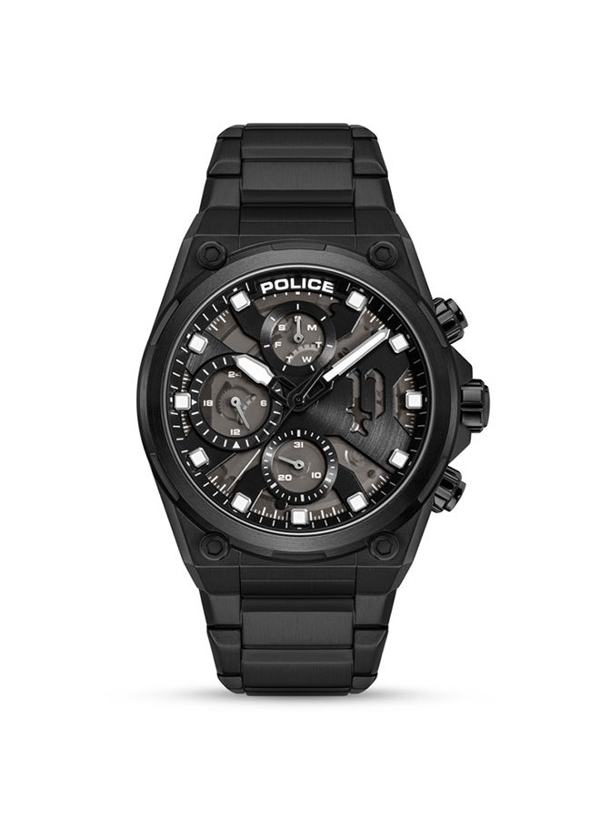 Men's Airflow Men's 43mm Multifunction Watch with Hydraulic Black Plate, Charcoal Translucent Dial & 316L Stainless Steel Bracelet