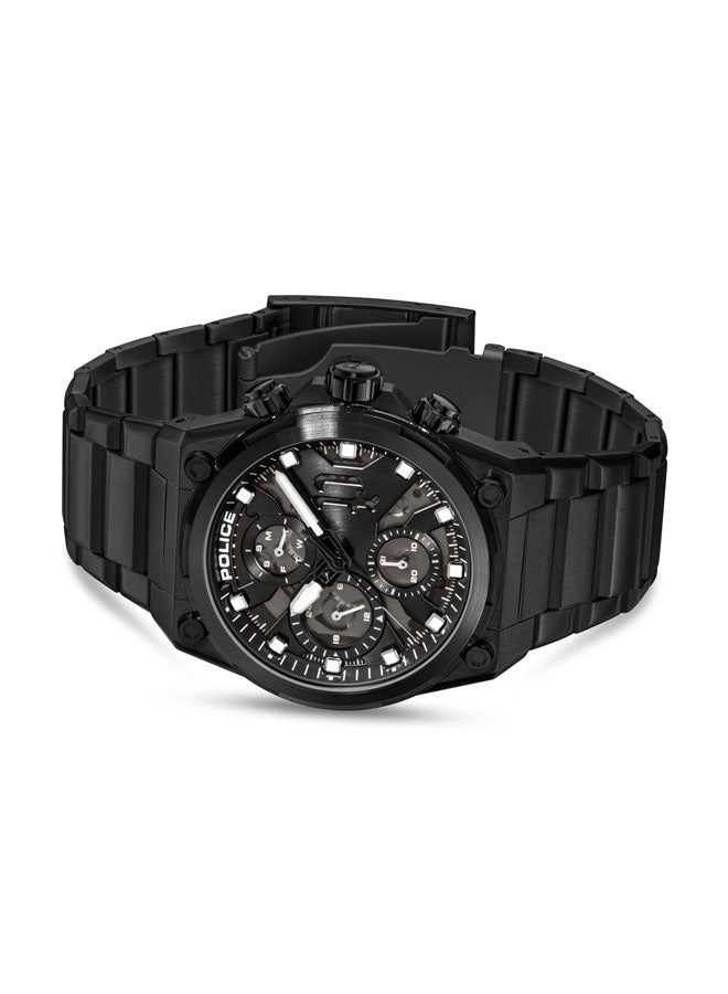 Men's Airflow Men's 43mm Multifunction Watch with Hydraulic Black Plate, Charcoal Translucent Dial & 316L Stainless Steel Bracelet