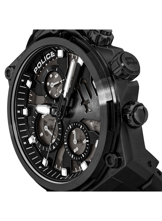 Men's Airflow Men's 43mm Multifunction Watch with Hydraulic Black Plate, Charcoal Translucent Dial & 316L Stainless Steel Bracelet