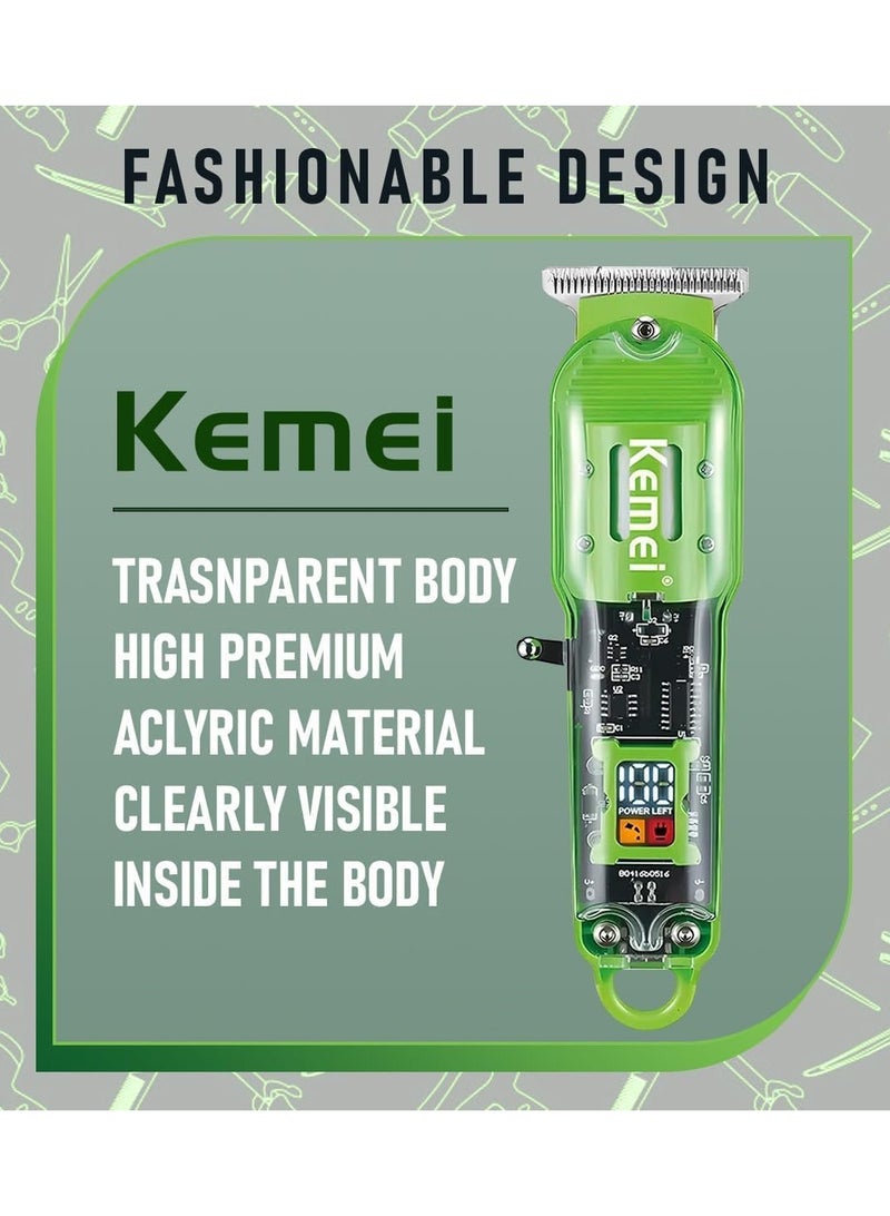 Hair Clipper Professional Hair Cutting Machine at Home, Effortless Even Shaving, 600mAh Battery, 3 Trimmer Combs, Lightweight and Easy to Use, Green, KM-1133