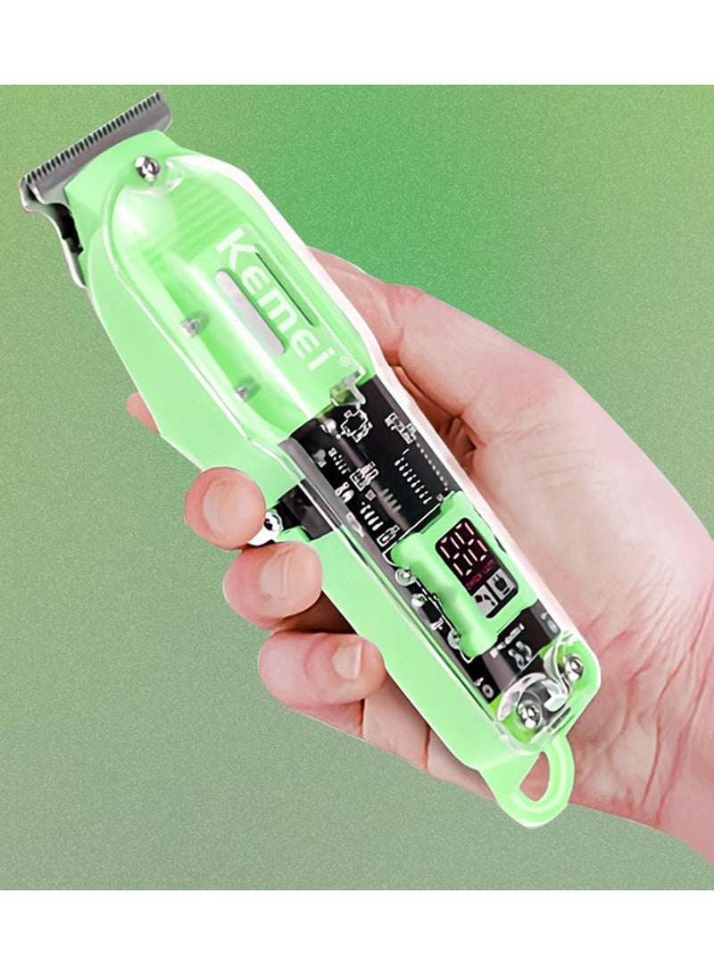 Hair Clipper Professional Hair Cutting Machine at Home, Effortless Even Shaving, 600mAh Battery, 3 Trimmer Combs, Lightweight and Easy to Use, Green, KM-1133