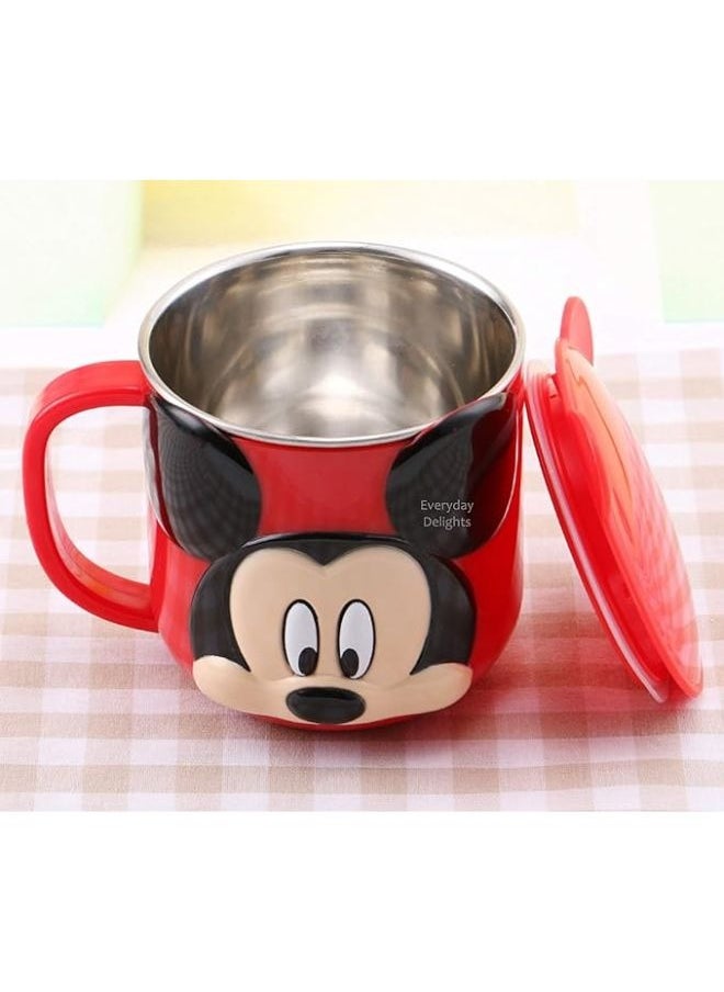 3D Mickey Red Durable Stainless Steel Insulated Cup with Lid, 250ml