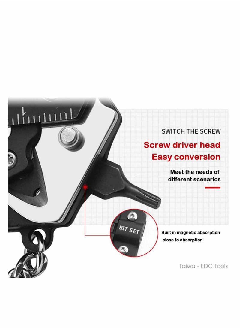 Creativity Multifunction Keychain Knife - Hexagon Convenient Folding Knife Outdoor Escape Mini Tools 420 Stainless Steel Removable Pocket Knives & Folding Knives Black