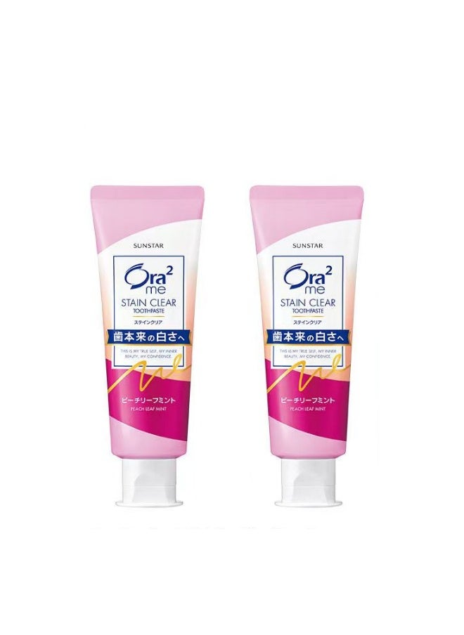 Ora2 Sunstar Stain Clear Whitening Toothpaste 130g Peach Leaf Mint,Pack of 2