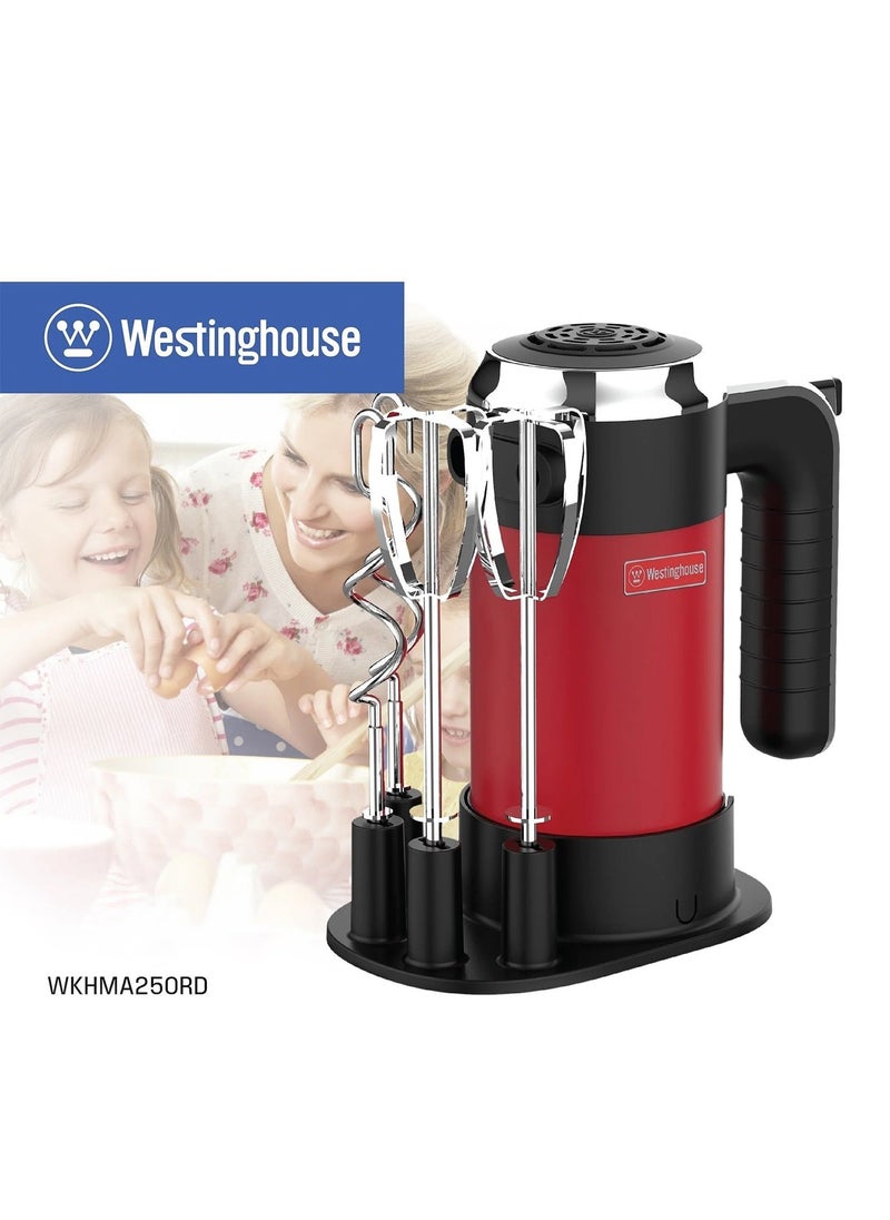 Hand Mixer for Baking - 350W Retro Westinghouse Handheld Electric Whisk - Includes 2 Egg Beaters and 2 Dough Hooks - Powerful Food Mixer for Kitchen Use with 6 Speeds & Turbo