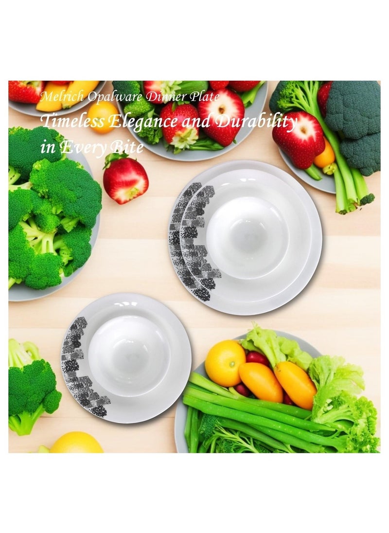 Melrich 24 Pcs Opal ware Dinnerware set Dinner Salad Dessert Bowls Plates Dishwasher  Microwave safe Scratch Resistant use for kitchen restaurant