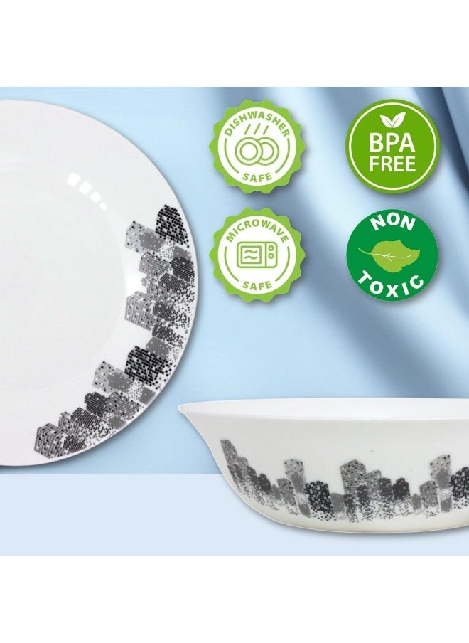 16-Piece Opalware Dinner Set With 4X 25 Cm Dinner Plate, 4X18 Cm Desert Plate, 4 X 13 Cm Soup Bowl, 4 X Soup Spoon, Serves 4, White