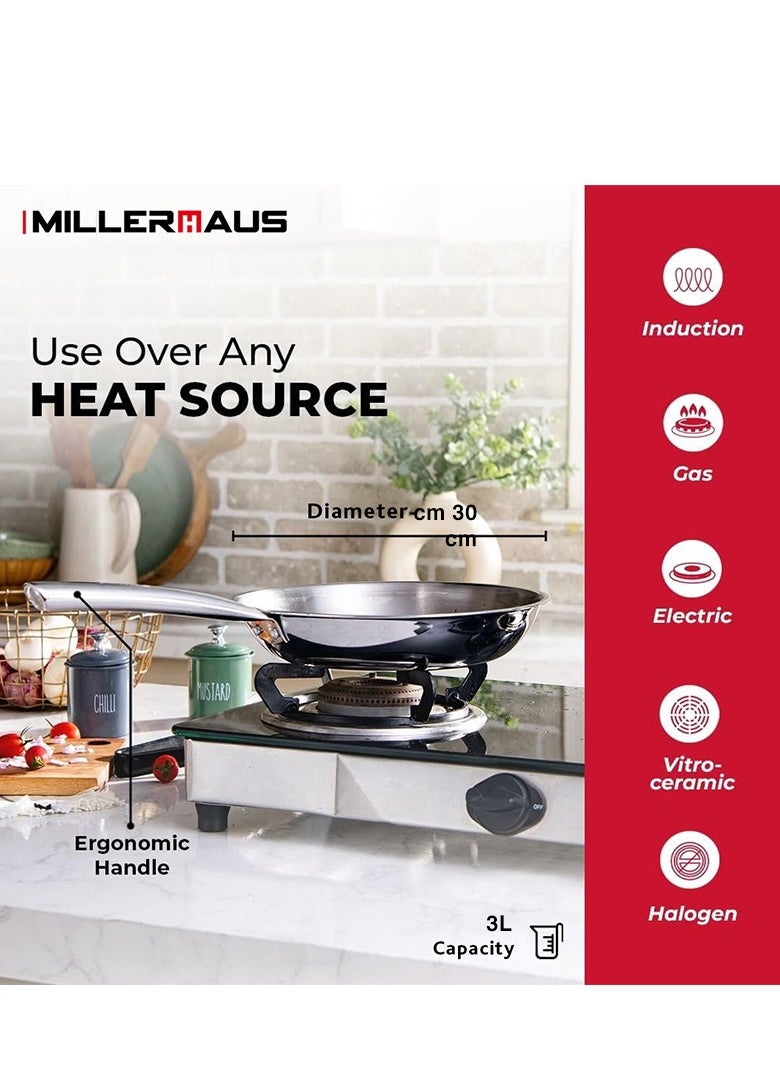 Millerhaus Tri-Ply Frypan 30cm Stainless Steel