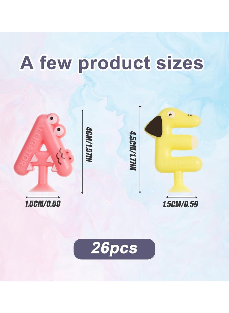 Suction Cup Letters Toys, Washable Alphabet Educational Toys Learning Spelling Games Educational Bath Toys Kids Interactive Toys Alphabet Learning Toys for Toddlers(Set of 26)