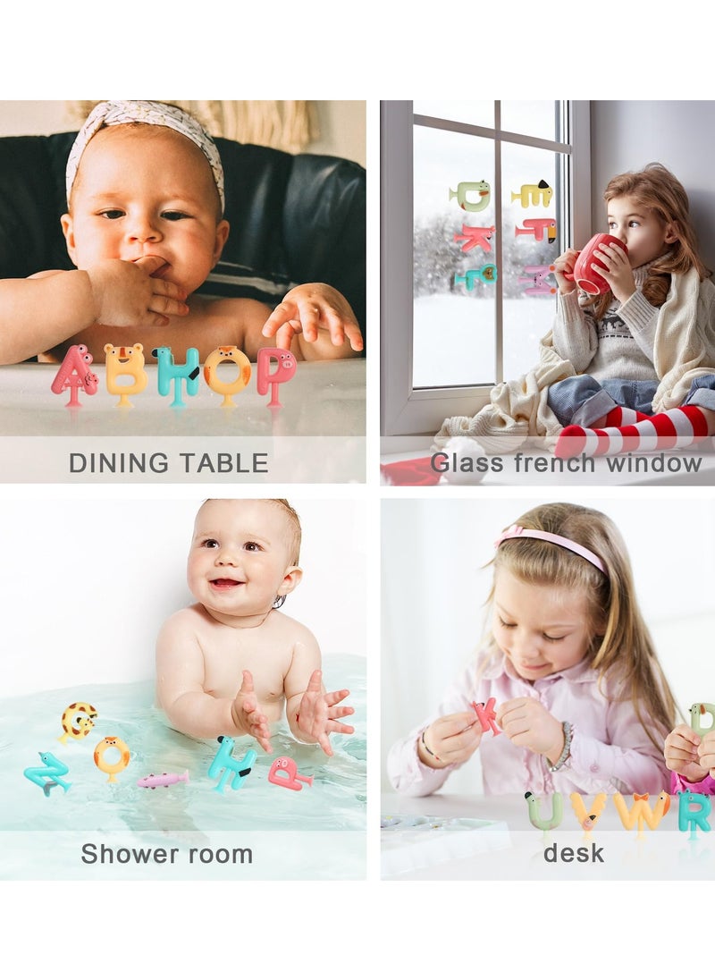 Suction Cup Letters Toys, Washable Alphabet Educational Toys Learning Spelling Games Educational Bath Toys Kids Interactive Toys Alphabet Learning Toys for Toddlers(Set of 26)