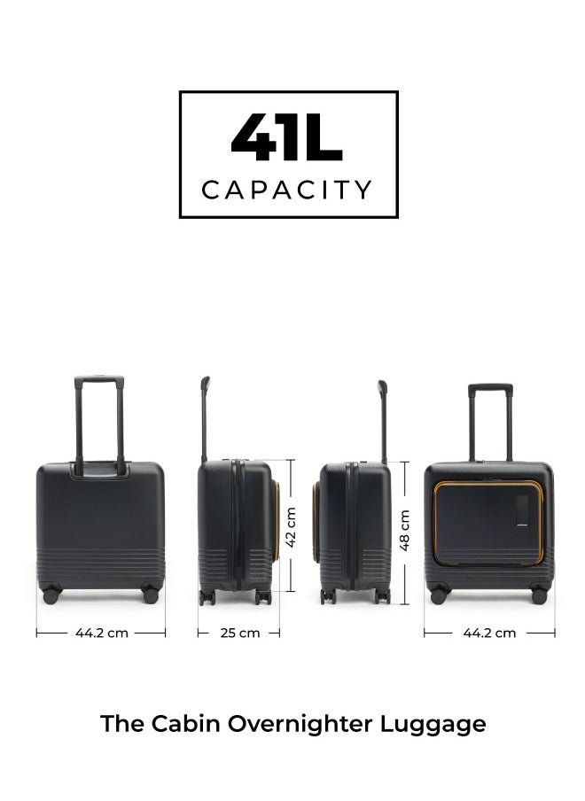 MOKOBARA The Cabin Overnigher Luggage Small Poly-Carbonate Hard Sided 8 Hinomoto Wheels Cabin Suitcase Trolley (Black)
