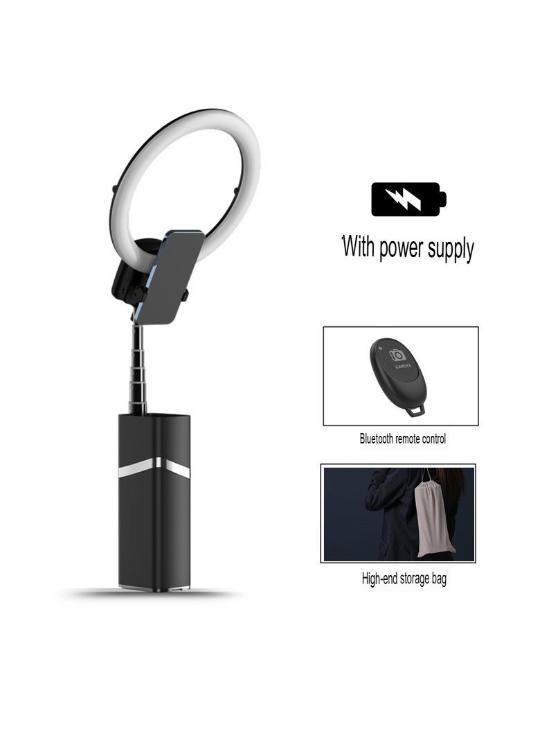 Selfie Ring Light, Foldable Portable Travel Selfie Tripod Stand, Rechargeable Cordless Ring Light, Durable Photography Light For Selfie, Live Stream, (1pc, Black)