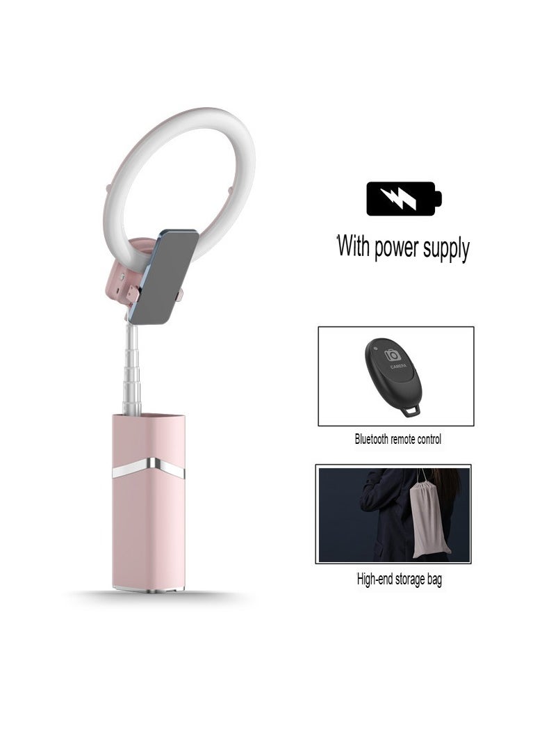 Selfie Ring Light, Foldable Portable Travel Selfie Tripod Stand, Rechargeable Cordless Ring Light, Durable Photography Light For Selfie, Live Stream, (1pc, Pink)