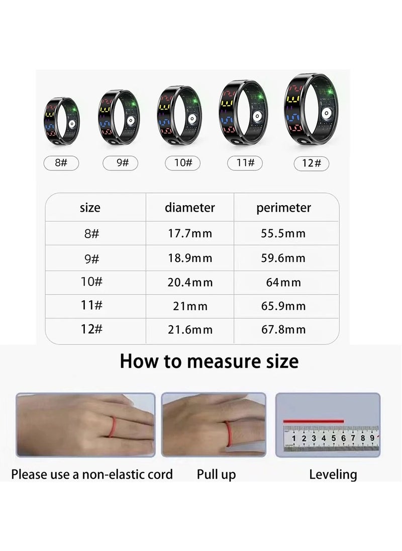 R12 Color Screen Fashion Smart Ring With Smart Touch Health Tracker Fitness IP68 5ATM Waterproof For Men Women, Intelligent Ring