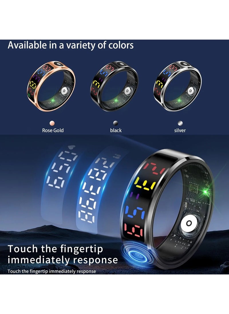 R12 Color Screen Fashion Smart Ring With Smart Touch Health Tracker Fitness IP68 5ATM Waterproof For Men Women, Intelligent Ring