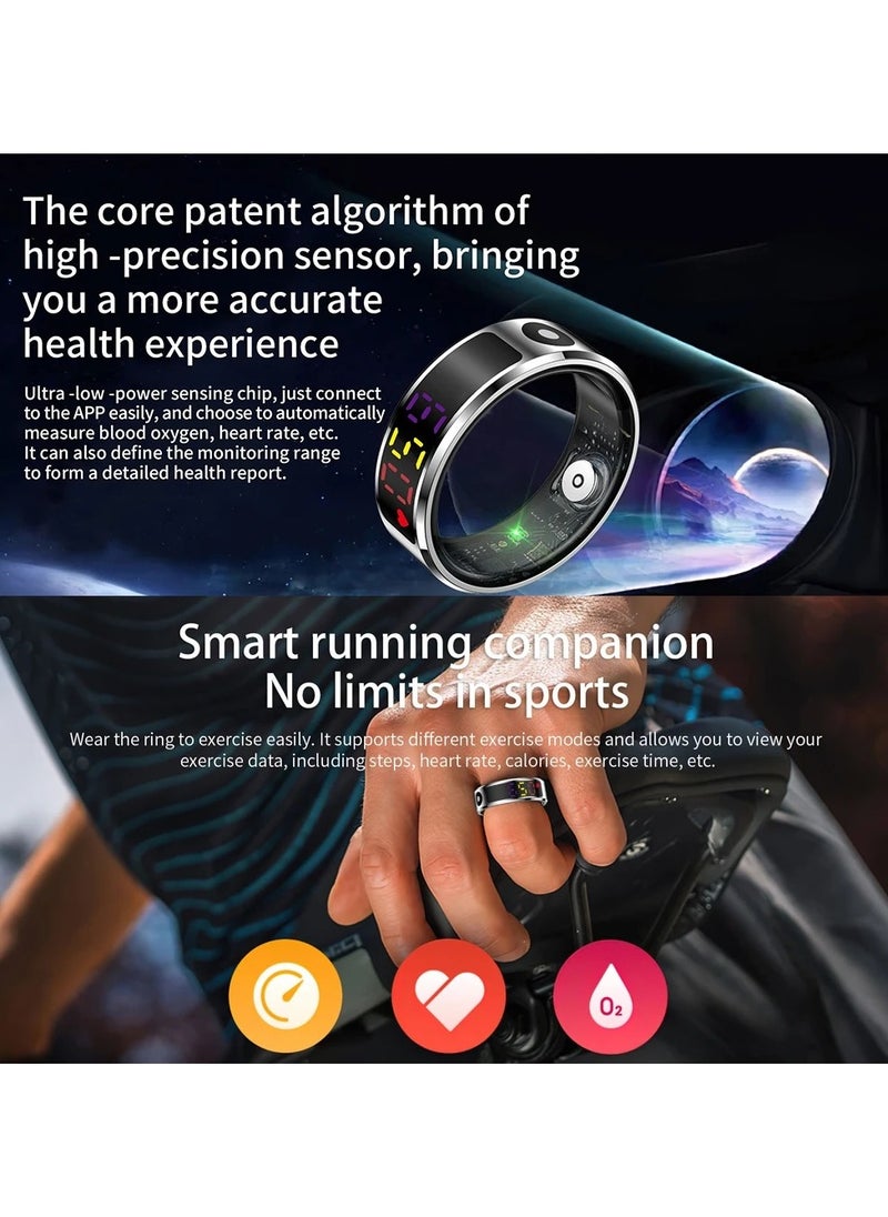R12 Color Screen Fashion Smart Ring With Smart Touch Health Tracker Fitness IP68 5ATM Waterproof For Men Women, Intelligent Ring