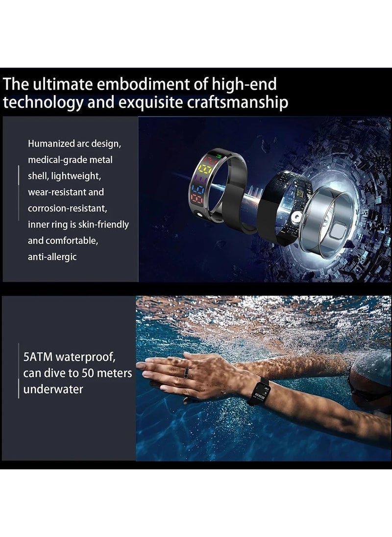 R12 Color Screen Fashion Smart Ring With Smart Touch Health Tracker Fitness IP68 5ATM Waterproof Men Women Intelligent Ring
