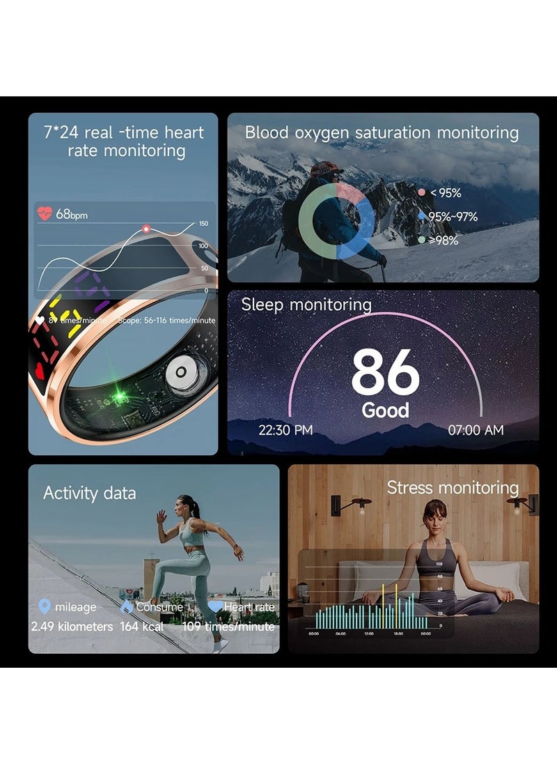 R12 Color Screen Fashion Smart Ring With Smart Touch Health Tracker Fitness IP68 5ATM Waterproof Men Women Intelligent Ring