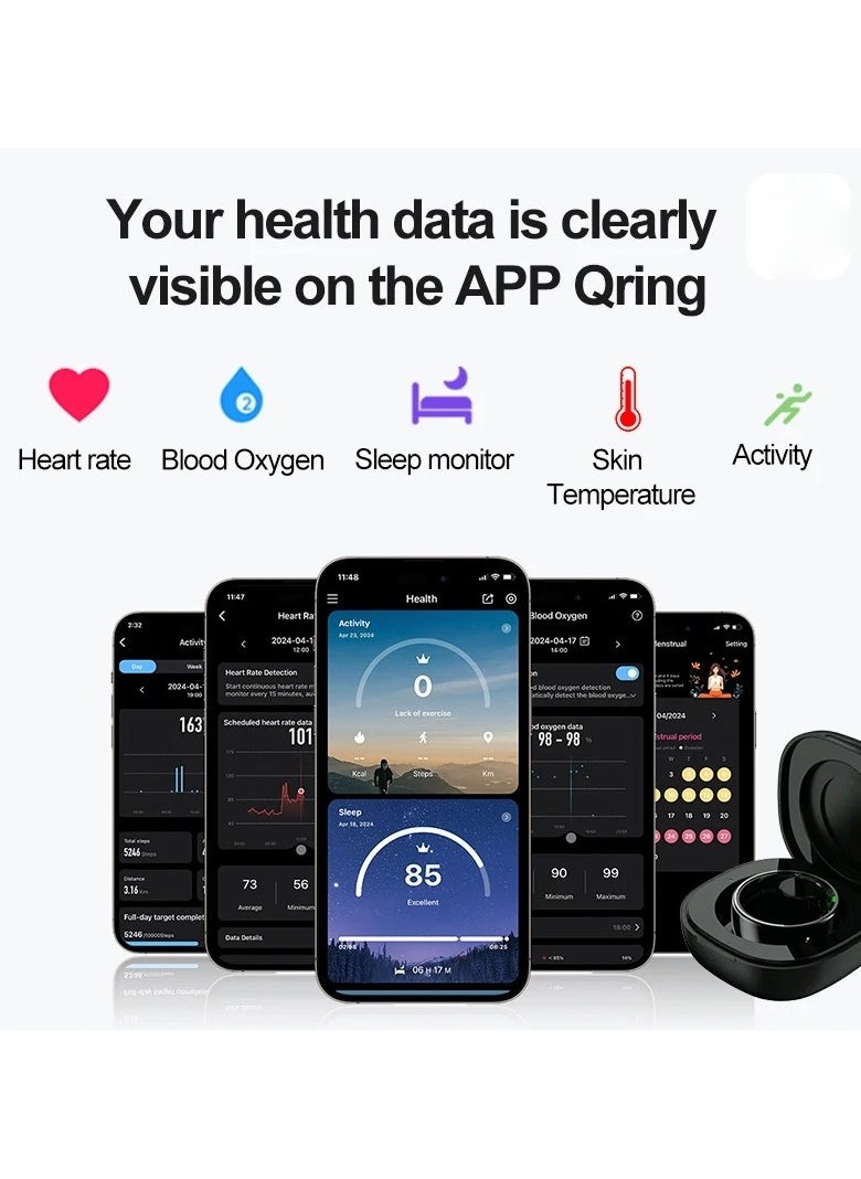 R08 Smart Ring for Android IOS with Gesture Touch Control Pilot Lamp Sleep Health Monitor 5ATM Waterproof Smartring For Men Women