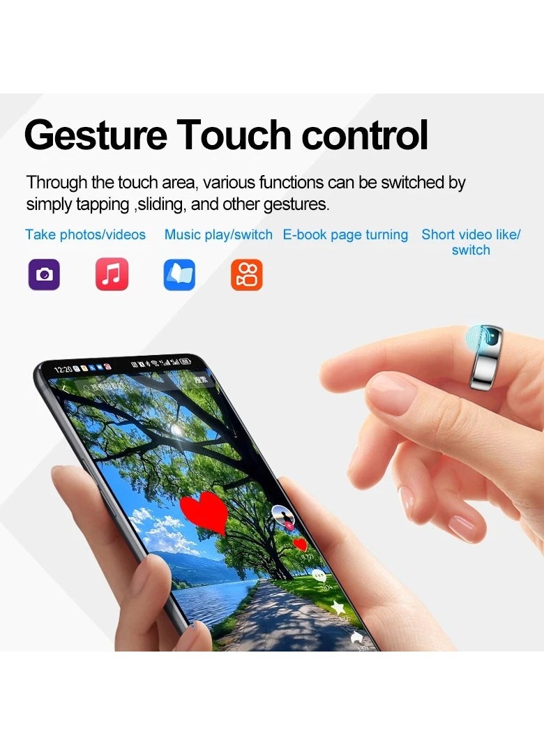 R08 Smart Ring for Android IOS with Gesture Touch Control Pilot Lamp Sleep Health Monitor 5ATM Waterproof Smartring For Men Women