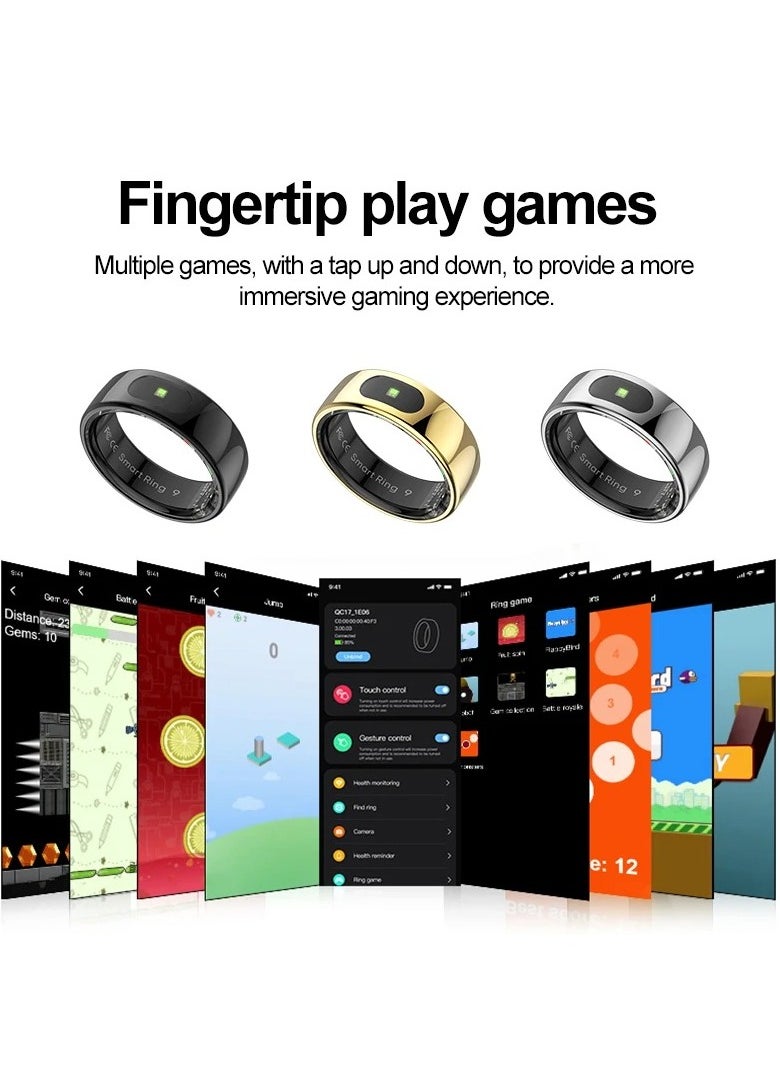 R08 Smart Ring for Android IOS with Gesture Touch Control Pilot Lamp Sleep Health Monitor 5ATM Waterproof Smartring For Men Women