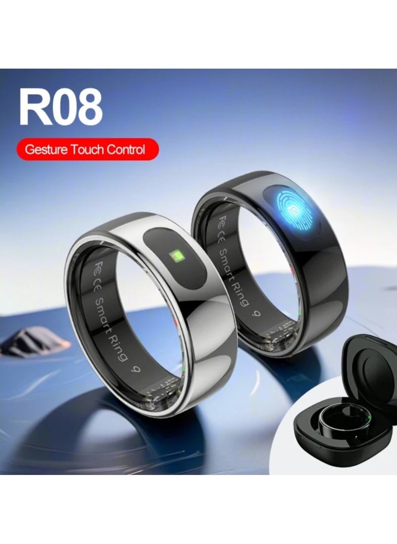 R08 Smart Ring for Android IOS with Gesture Touch Control Pilot Lamp Sleep Health Monitor 5ATM Waterproof Smartring For Men Women