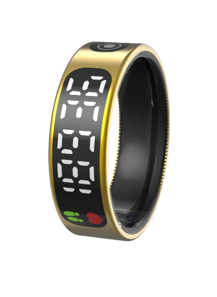 SR09 Smart Ring, Intelligent Touch Control Health Heart Rate Ring With Sleep Monitor, IP68 Waterproof Digital Display Smart Fitness And Sleep Tracker For Women And Men, (Gold)