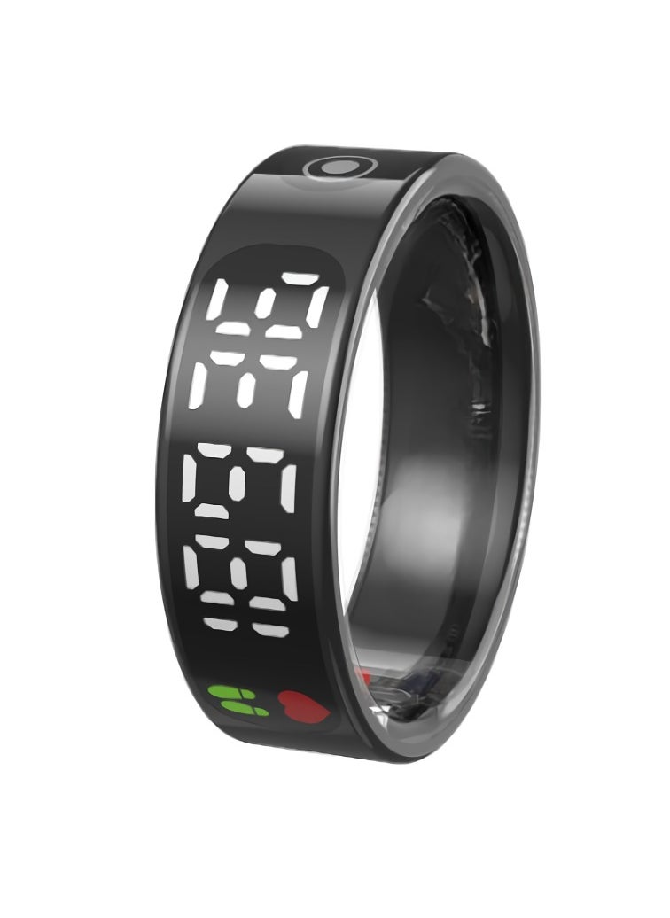 SR09 Smart Ring, Intelligent Touch Control Health Heart Rate Ring With Sleep Monitor, IP68 Waterproof Digital Display Smart Fitness And Sleep Tracker For Women And Men, (Black)