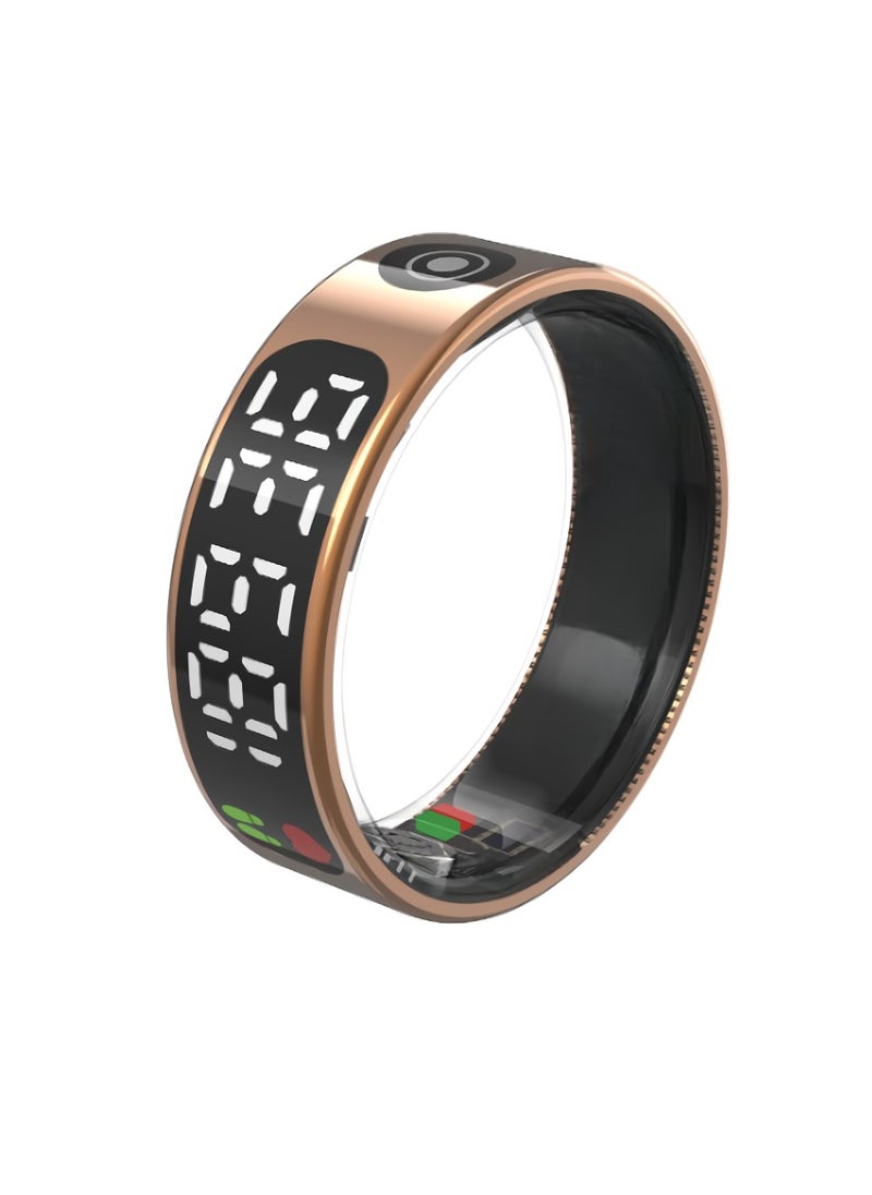 SR09 Smart Ring, Intelligent Touch Control Health Heart Rate Ring With Sleep Monitor, IP68 Waterproof Digital Display Smart Fitness And Sleep Tracker For Women And Men, (Rose Gold)