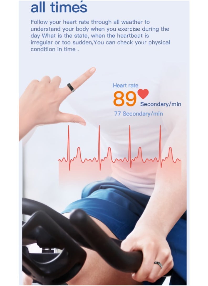 SR09 Smart Ring, Intelligent Touch Control Health Heart Rate Ring With Sleep Monitor, IP68 Waterproof Digital Display Smart Fitness And Sleep Tracker For Women And Men, (Rose Gold)
