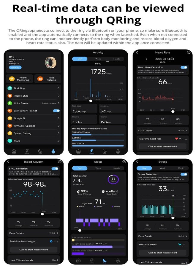 COLMI R10 Smart Ring with Charging Case for Men Women, Health and Sleep Monitor, 5ATM Waterproof Multi-sport Mode