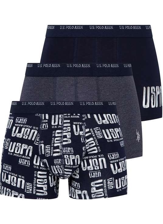BASE. Polo Assn. Men's Navy Blue - Navy Blue Melange 3-Piece Boxer 80338
