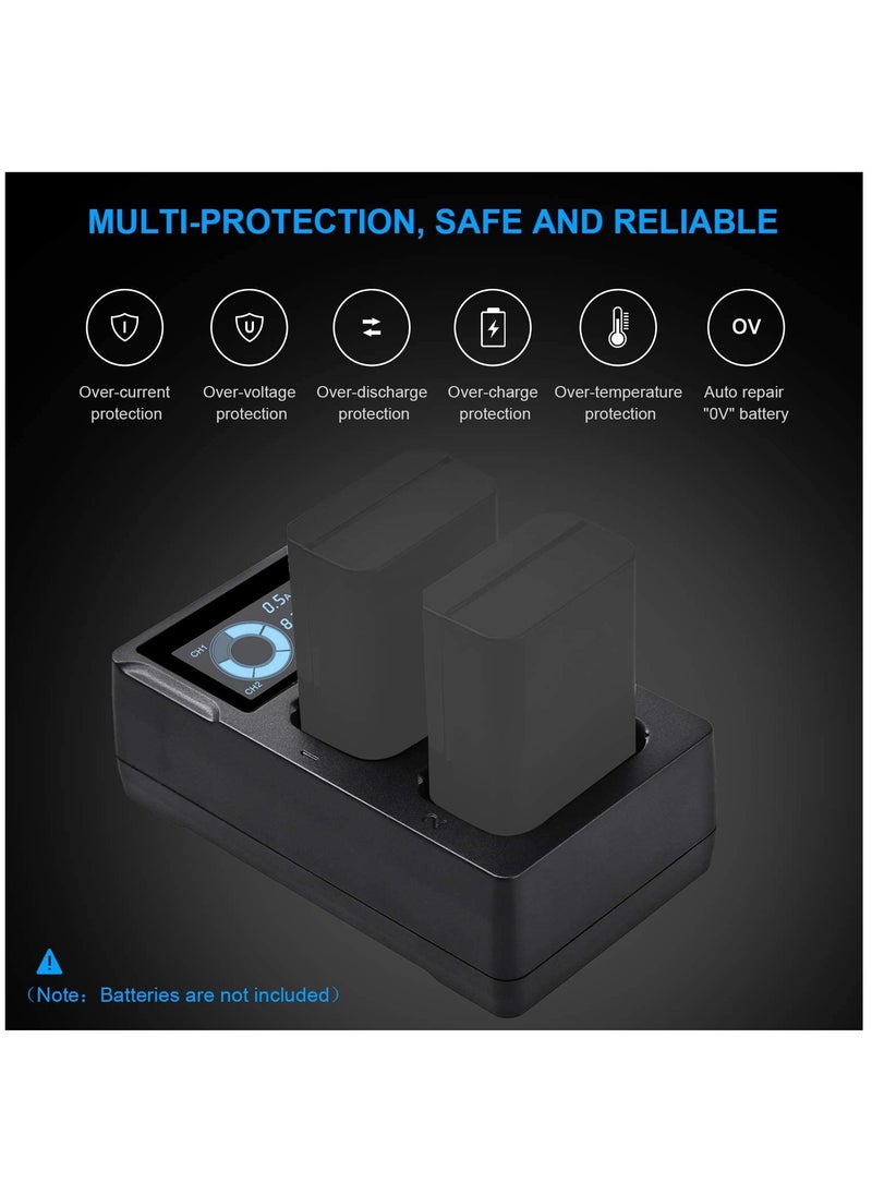 Dual Slot Battery Charger for Sony NP FW50 Batteries for Sony Alpha A6400, A6000, A6300, A6500, A5100, A7, A7II, A7RII, A7SII, A7S, A7S2, A7R, A7RII, A55, RX10 Camera Battery and More