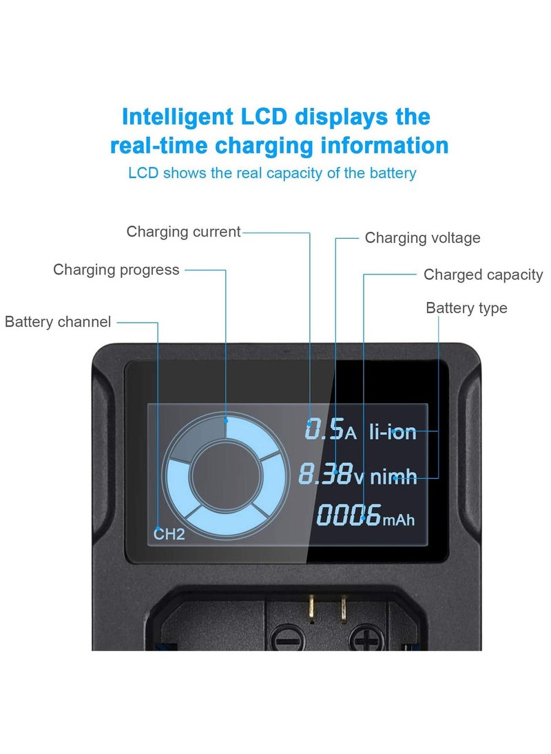 Dual Slot Battery Charger for Sony NP FW50 Batteries for Sony Alpha A6400, A6000, A6300, A6500, A5100, A7, A7II, A7RII, A7SII, A7S, A7S2, A7R, A7RII, A55, RX10 Camera Battery and More