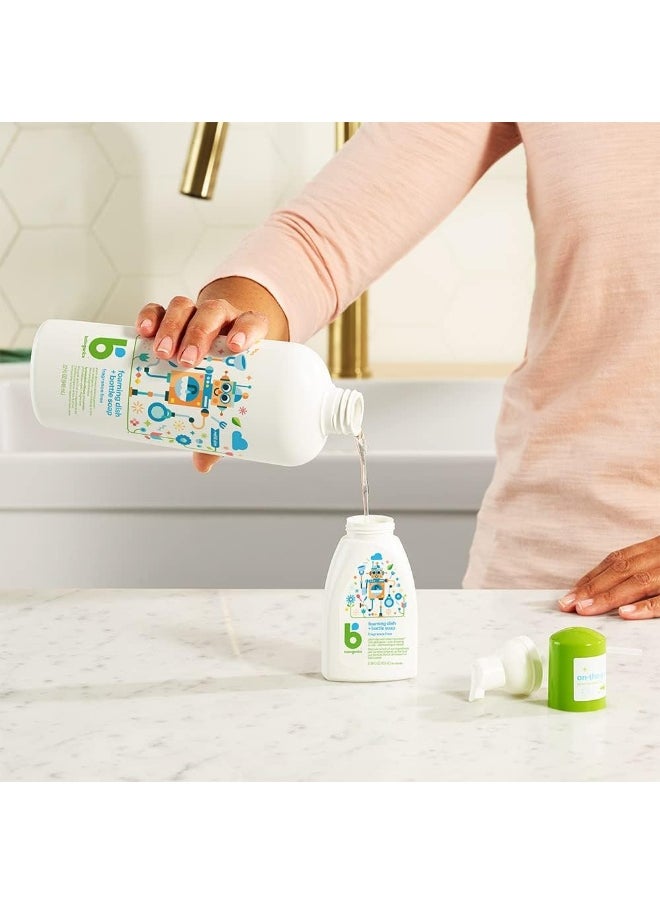 Babyganics Foaming Dish & Bottle Soap Refill, Fragrance Free, Plant-Derived Cleaning Power, Removes Dried Milk, 32 Fl Oz (Pack of 2), Packaging May Vary