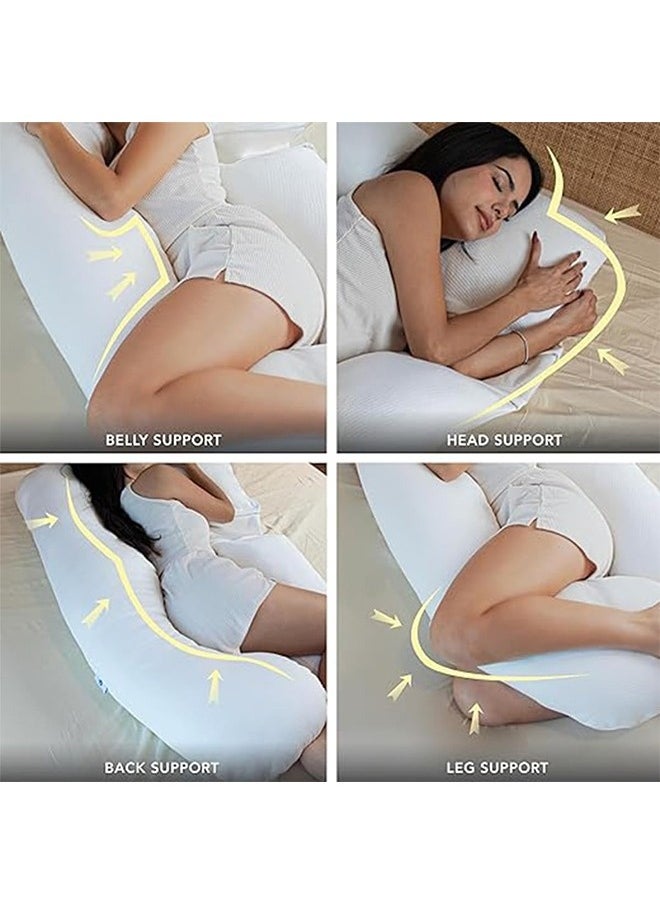 Pregnancy Pillow,U Shaped Full Body Pillow,Maternity Pillow Support for Back,Legs,Neck,Hips for Pregnant Women with Removable Washable,Sciatica Relief(White)