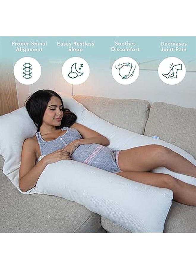 Pregnancy Pillow,U Shaped Full Body Pillow,Maternity Pillow Support for Back,Legs,Neck,Hips for Pregnant Women with Removable Washable,Sciatica Relief(White)