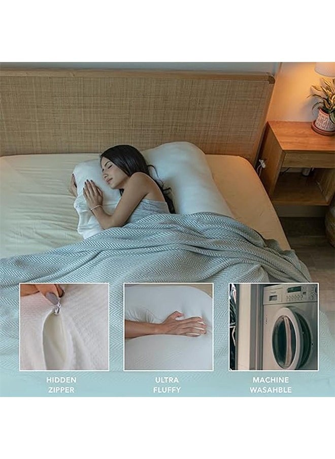 Pregnancy Pillow,U Shaped Full Body Pillow,Maternity Pillow Support for Back,Legs,Neck,Hips for Pregnant Women with Removable Washable,Sciatica Relief(White)