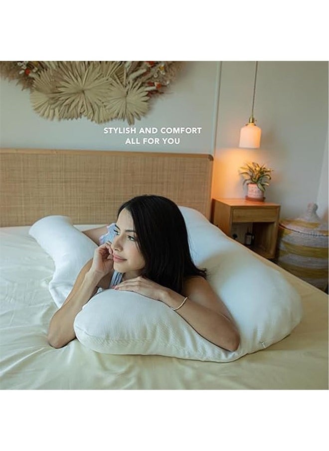 Pregnancy Pillow,U Shaped Full Body Pillow,Maternity Pillow Support for Back,Legs,Neck,Hips for Pregnant Women with Removable Washable,Sciatica Relief(White)