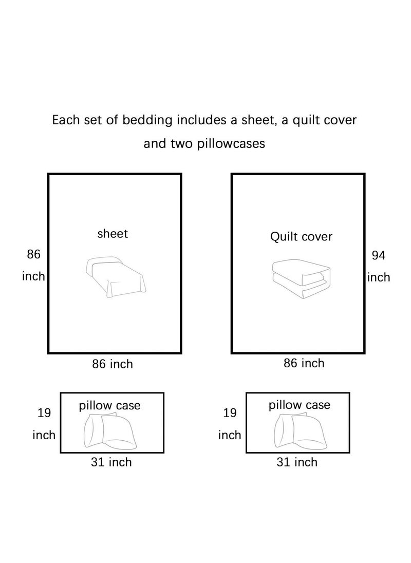 Two Sets of Disposable Bed Sheets, Quilt Cover and Pillow case Set for Travel, Portable Disposable Sheet Ready to use Disposable Bedding Set (Travel 4-Piece Double) 2 Sets